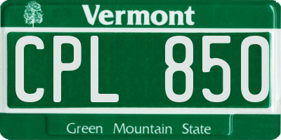 VT license plate CPL850
