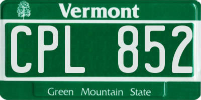 VT license plate CPL852