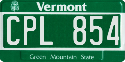 VT license plate CPL854