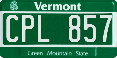 VT license plate CPL857