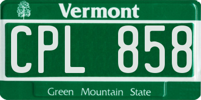 VT license plate CPL858