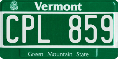 VT license plate CPL859