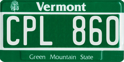 VT license plate CPL860
