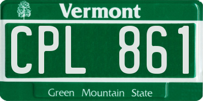 VT license plate CPL861