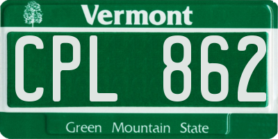 VT license plate CPL862