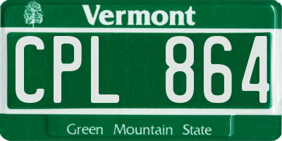 VT license plate CPL864
