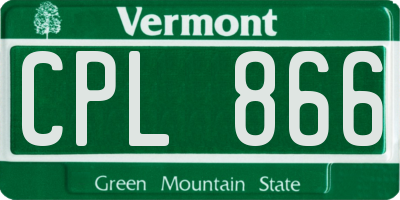 VT license plate CPL866