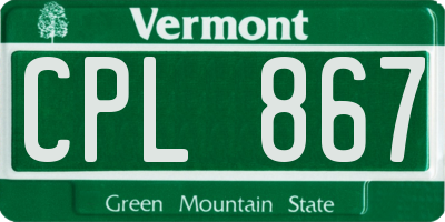 VT license plate CPL867