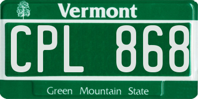 VT license plate CPL868