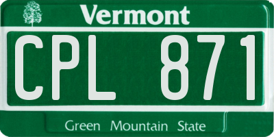VT license plate CPL871
