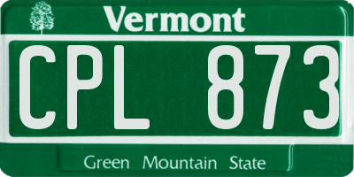 VT license plate CPL873
