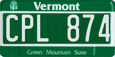 VT license plate CPL874