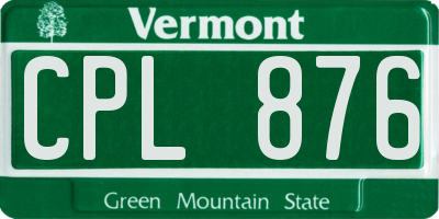 VT license plate CPL876