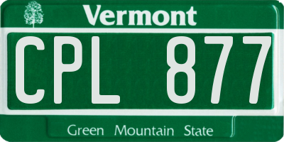 VT license plate CPL877