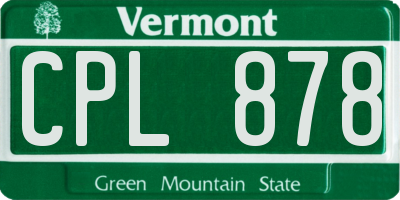 VT license plate CPL878