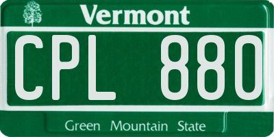 VT license plate CPL880