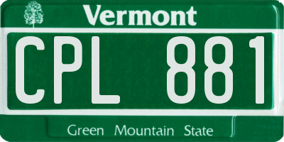 VT license plate CPL881
