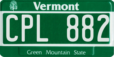 VT license plate CPL882