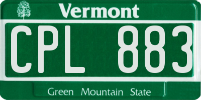 VT license plate CPL883