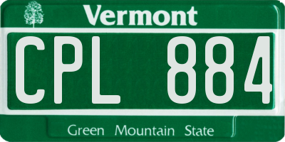 VT license plate CPL884