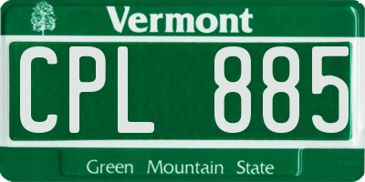 VT license plate CPL885