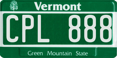 VT license plate CPL888