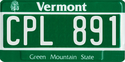 VT license plate CPL891