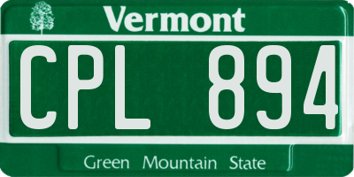VT license plate CPL894