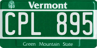 VT license plate CPL895