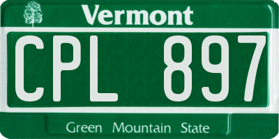 VT license plate CPL897