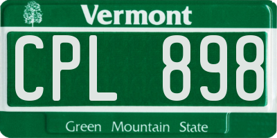 VT license plate CPL898