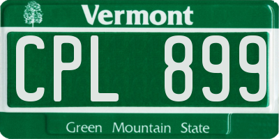 VT license plate CPL899