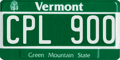 VT license plate CPL900