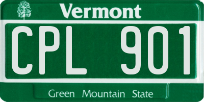VT license plate CPL901