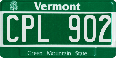 VT license plate CPL902