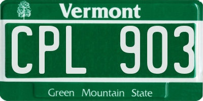 VT license plate CPL903