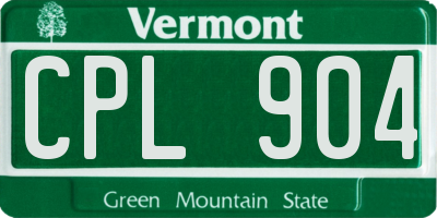 VT license plate CPL904