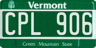 VT license plate CPL906
