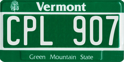 VT license plate CPL907