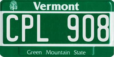 VT license plate CPL908