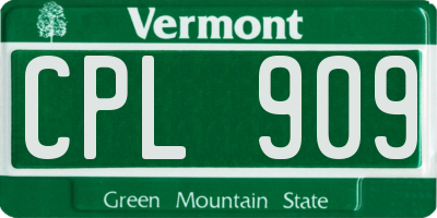 VT license plate CPL909