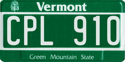 VT license plate CPL910