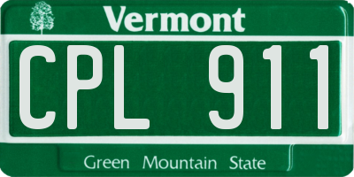 VT license plate CPL911
