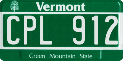 VT license plate CPL912