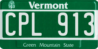 VT license plate CPL913