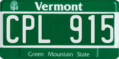 VT license plate CPL915