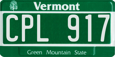 VT license plate CPL917