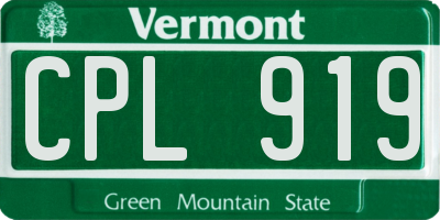 VT license plate CPL919