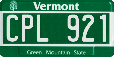 VT license plate CPL921