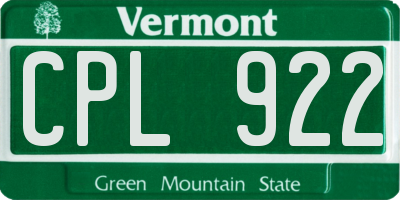 VT license plate CPL922